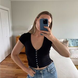 Reformation Black Cap Sleeve Top Size Small